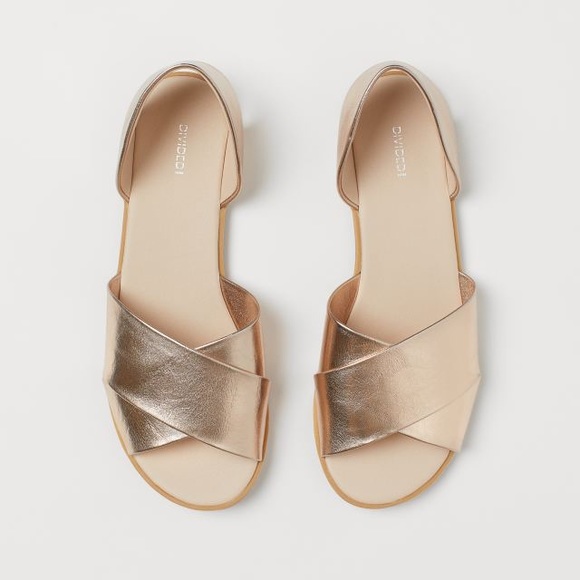 H&M Shoes - H&M Gold Criss Cross Flats